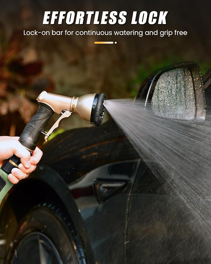 RAINPOINT Garden Hose Nozzle, Metal Hose Sprayer Nozzle With 9 Adjustable Spray Patterns, Heavy Duty Hose Sprayer for Watering Plants, Lawns, Car Wash, Pet Washing(Black)