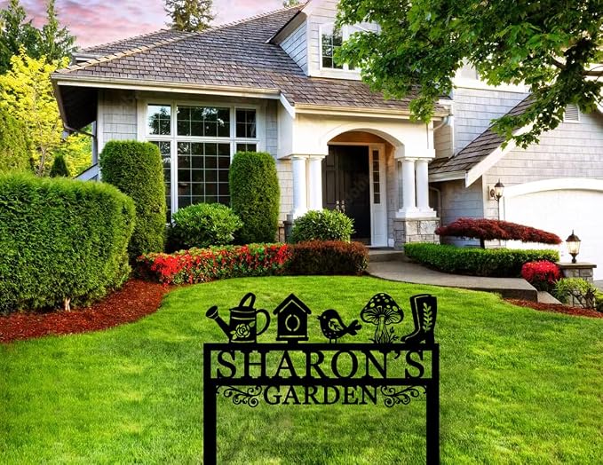 Personalized Garden Sign, Custom Yard Sign With Metal Stake, Garden Signs Decorative Outdoor, Gardens Sign Stake, Lawn Signs, Yard Gifts, Mother Gift