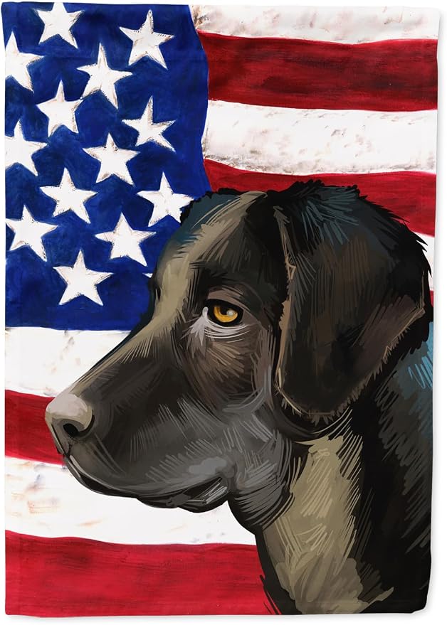 Caroline's Treasures CK6476GF Portuguese Cattle Dog American Flag Garden Flag Mailbox Flag Decorative Yard Flag Banner Outside Patio Artwork Yard Flower Beds, Garden Size, Multicolor