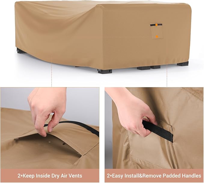 Mrrihand Heavy Duty Patio Furniture Covers, Outdoor Furniture Covers Waterproof Sectional Sofa Set, Patio Table and Chair Set Cover 118" L×57" W×28" H,Brown