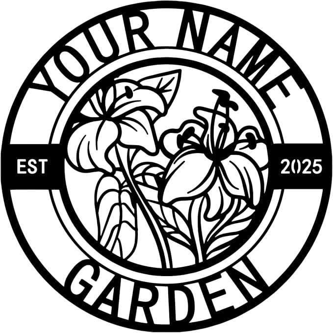 Metal Garden Sign Personalized - Custom Yard Sign with Your Name, Garden Signs for Outside Featuring Floral & Hummingbird, Metal Name Signs Personalized