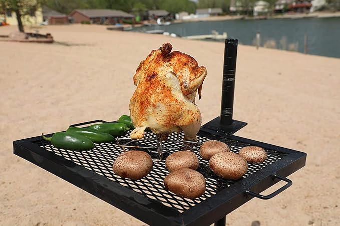 GameMaker Open Fire Cooking Grill – Portable Campfire Grill for Open Flame Cooking, Firepits, Outdoor Fire Rings & Camping – Heavy-Duty, Easy Setup & Adjustable Height