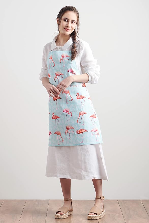 Maison d' Hermine Aprons for women with Pocket 100% Cotton (27.50"x31.50") | Adjustable Neck Strap & long ties Apron Men Chef Wedding Cooking Gardening Server Maid