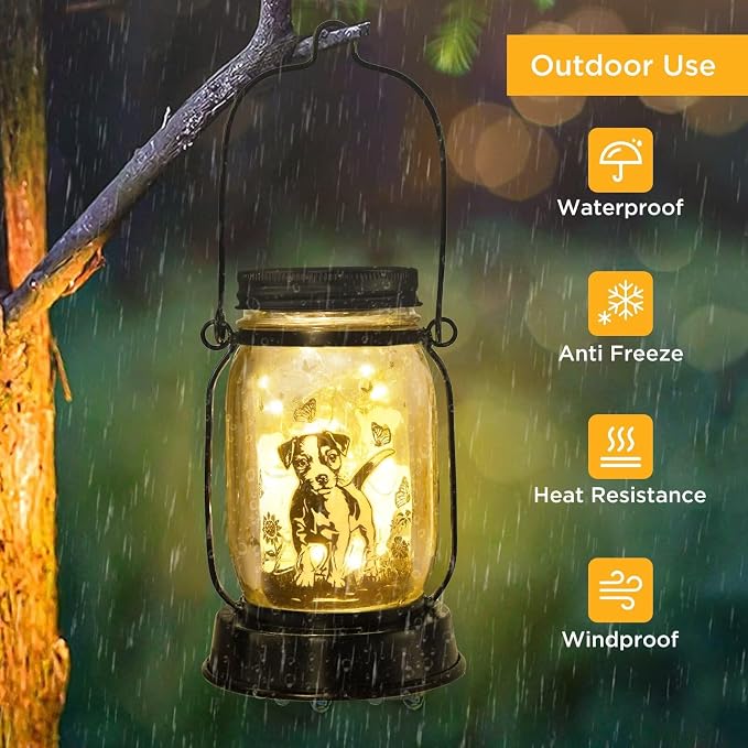 kyoryuger Jack Russell Terrier Gifts for Women/Men Jack Russell Terrier Solar Lanterns Mom Birthday Dog Lovers Lantern Pet Loss Pet Memorial Lights Solar Garden Decor Yard, Patio,Backyard,Porch Torch