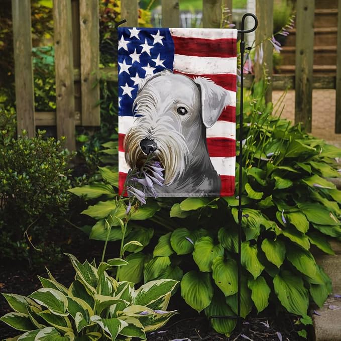Caroline's Treasures CK6485GF Cesky Terrier Dog American Flag Garden Flag Mailbox Flag Decorative Yard Flag Banner Outside Patio Artwork Yard Flower Beds, Garden Size, Multicolor