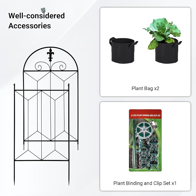 Metal Trellis Outdoor 70.8" x 19.5", Trellis for Climbing Plants Outdoor, Rustproof Metal Garden Trellis for Vine Cucumbers, Vegetables, Flower Support