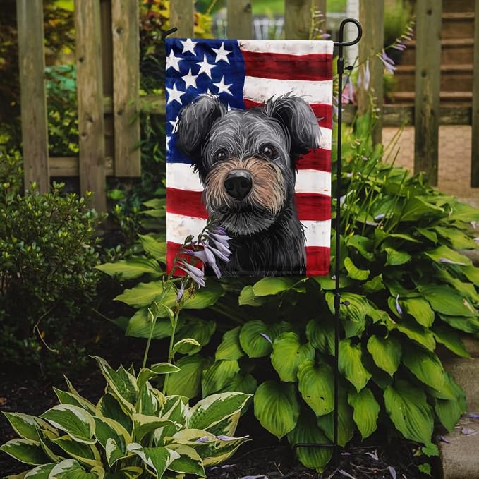 Caroline's Treasures CK6667GF PUMI Dog American Flag Garden Flag Mailbox Flag Decorative Yard Flag Banner Outside Patio Artwork Yard Flower Beds, Garden Size, Multicolor