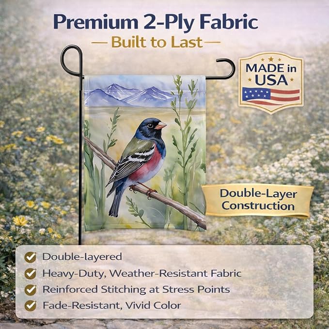 Caroline's Treasures Colorado Lark Bunting Garden Flag Mailbox Flag Decorative Yard Flag Banner Outside Patio Artwork Yard Flower Beds, Garden Size, Multicolor