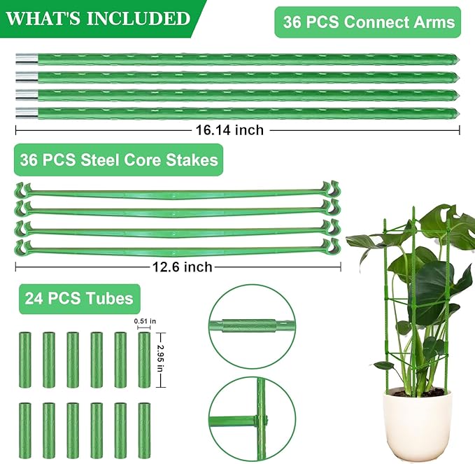 Moirsunt 4Pack Tomato Cage for Garden, 50.2Inch Multi-Functional Plant Support Stakes, Garden Stakes Tomato Trellis for Raised Garden Bed & Potted Plants, Tomato Cage Trellis for Climbing Plants