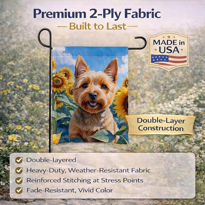 Caroline's Treasures DAC6127GF Norwich Terrier in Sunflowers Garden Flag Mailbox Flag Decorative Yard Flag Banner Outside Patio Artwork Yard Flower Beds, Garden Size, Multicolor