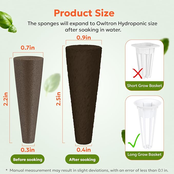 Owltron 165 Pcs Hydroponic Seed Pods Kits, Grow Anything Kit Pod for Indoor Herb Garden with 50 Sponges, 4 A&B Nutrient Plant Food, 30 Baskets, 50 Stickers, 30 Germination Domes, 1 Tweezer