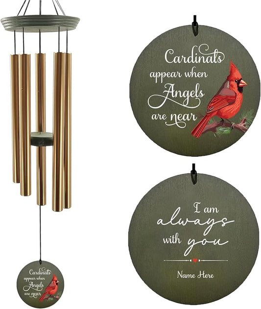 ASTARIN Cardinal Memorial Wind Chimes, 36" Personalized Name Sympathy Wind Chime, Windchimes in Memory of Loved One, Bereavement Condolence Gift for Loss Mom Dad Sister Son(Produced in Texas)