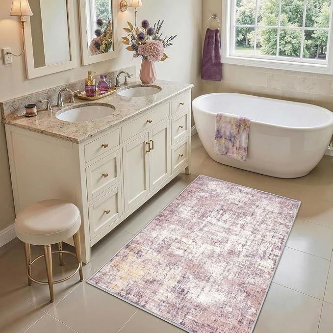2x3 Area Rug Washable Abstract: Non Slip Throw Rugs for Entryway | Indoor Door Mat for Kitchen Soft Low Pile Thin Small Carpet for Hallway Bedroom Dining Room Home Office Decor