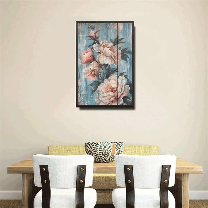 Metal Sign Tin Sign Vintage Wall Art Antique Adoration Peony Tin Sign for Shabby Chic Interiors Rustic Elegance and Corrosion Resistan Restroom Tin Sign for Club 12×16 Inches with Metal Frame