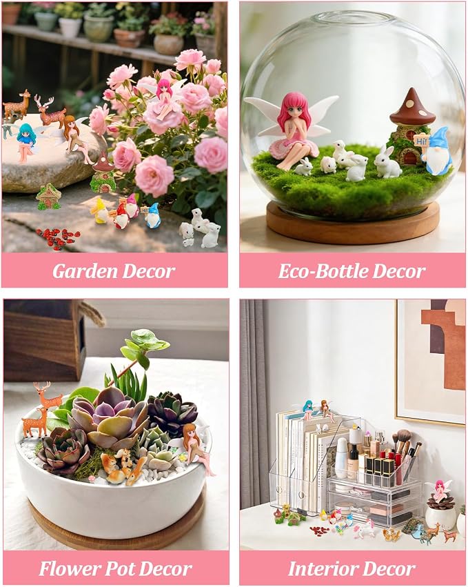 Avalution 70 Pcs Fairy Garden Accessories Kit – Miniature DIY Fairy Garden Accessories, Indoor & Outdoor Garden Decorations, Weather Resistant, Gift Bags Included