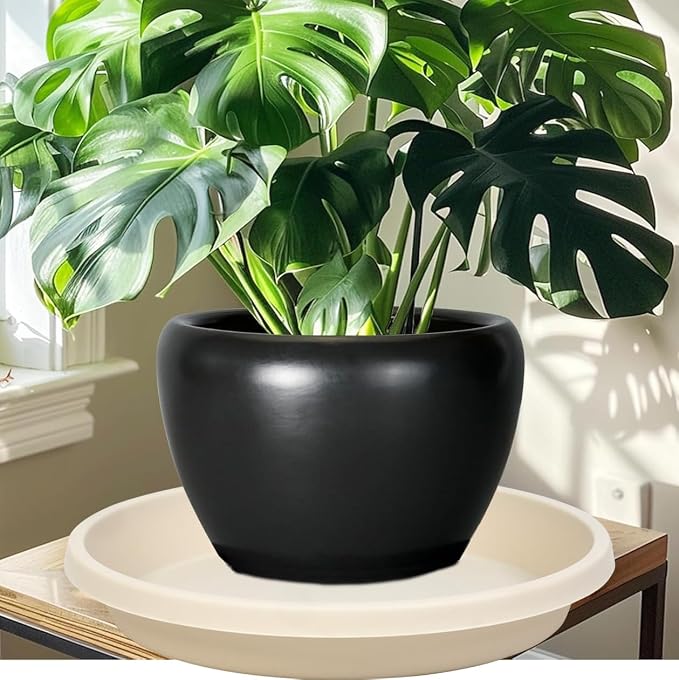 NIMYAU Plant Saucer 12 Inch 2 Pack Heavy Duty Plant Saucers Plastic Reusable Drip Trays for Flower Pots