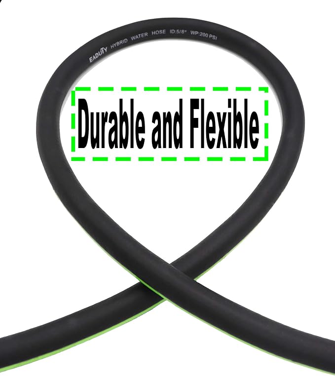 Hybrid Garden Hose 5/8 IN. x 50 FT, Heavy Duty, Lightweight, Flexible with Rotatable Grip Handle and Solid Brass Fittings