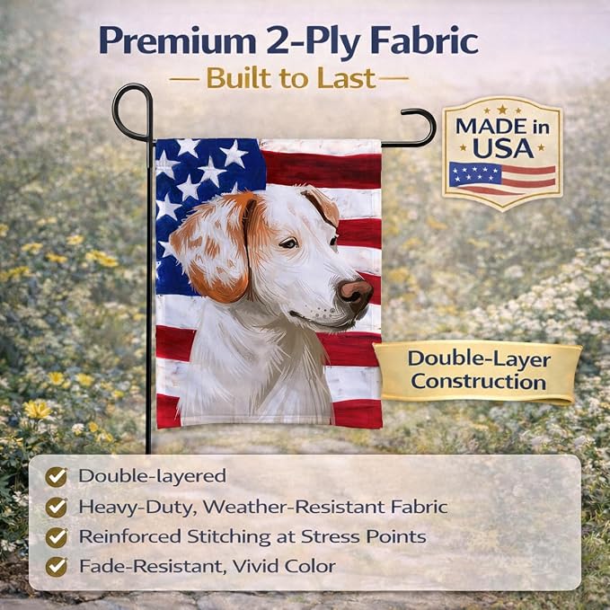 Caroline's Treasures CK6575GF Istrian Shorthaired Hound American Flag Garden Flag Mailbox Flag Decorative Yard Flag Banner Outside Patio Artwork Yard Flower Beds, Garden Size, Multicolor