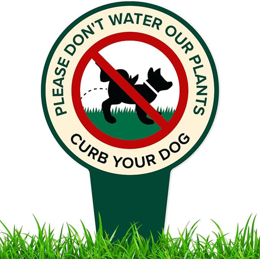 Please Don't Water Our Plants, Curb Your Dog - Funny Sign, 11"x21" Inches, Heavy Duty Integrated Ground Stakes, Indoor/Outdoor Use, Rust Free Aluminum Composite, Made in USA by My Sign center