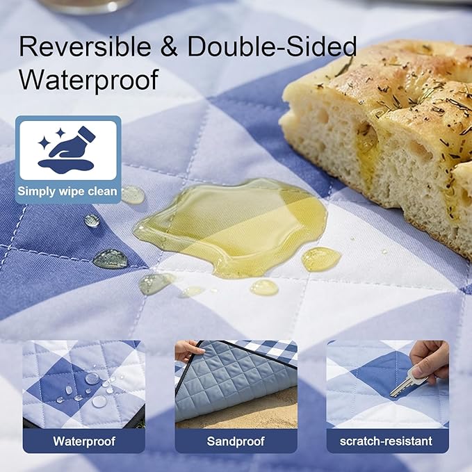 2 in 1 Tote Picnic Blanket Waterproof Outdoor Camping Mat,Large Capacity Beach Blanket 80''x80'' 7 Layers Easy to Foldable and Carry.
