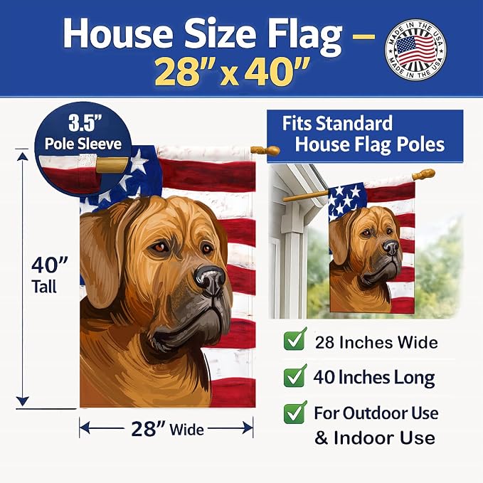 Caroline's Treasures CK6741CHF Tosa American Flag House Flag Large Porch Sleeve Pole Decorative Outside Yard Banner Artwork Wall Hanging, Polyester, House Size, Multicolor