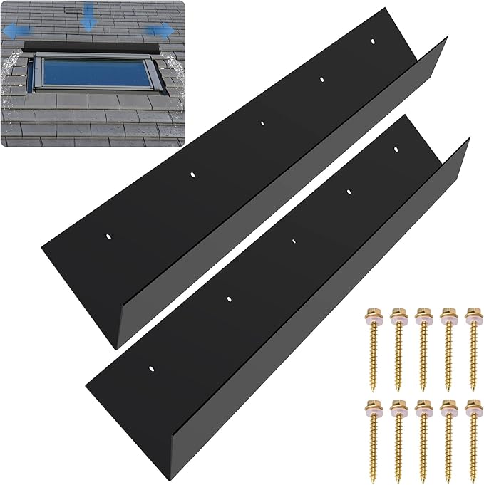 2 pcs Rain Diverter for Roof, 3.2ft Rain Gutter Diverter, Roof Rain Diverter for Shingles Roofing, Roof Chimneys, Doorways, Windows and Roof Vents