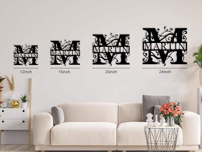 Personalized Family Name Sign, Custom Metal Name Sign, Monogram Wall Decor, Last Name Signs for Home, Split Letter Monogram Sign, Personalized Wedding Gift, Metal Wall Art