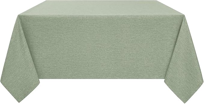 Decorelia Faux Linen Square Tablecloth for Dining Room,Waterproof Texture Decorative Farmhouse Rustic Card Table Cloth for Indoor Outdoor Party Holiday Picnics Patio,52x52 Inch (Square),Sage Green