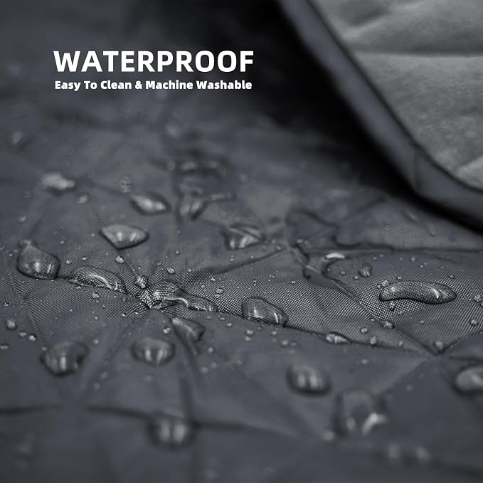 Large Waterproof Outdoor Blanket Thick Fleece 80" x 58" | Windproof Stadium Blanket, Wearable Poncho, Machine Washable for Camping, Car, Pet, Picnics - Black Gray