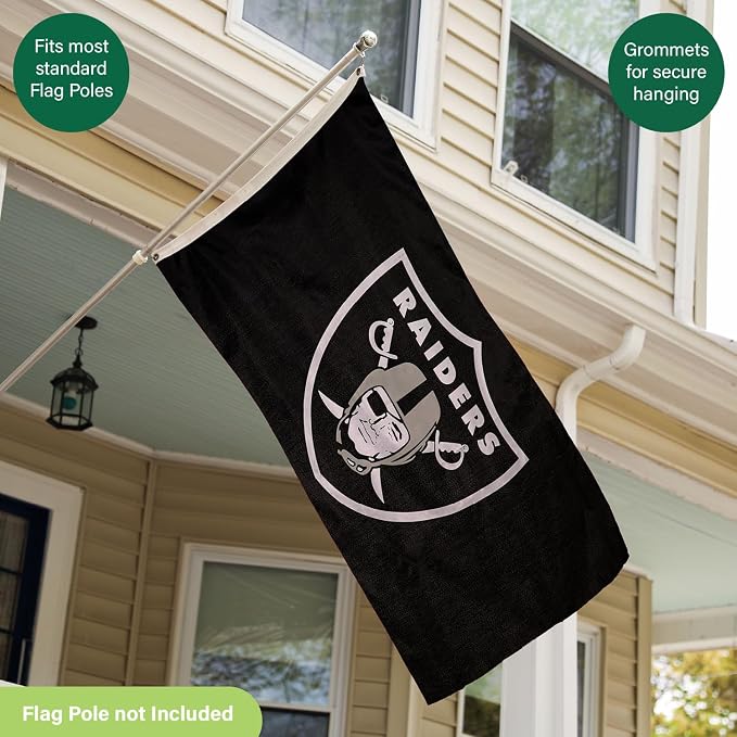 Team Sports America NFL Las Vegas Raiders 3 x 5 Outdoor Durable Flag with Grommets | Heavy Duty Flag & Banner for Outdoor Garden Patio | Indoor Wall Decor Flag | Works with Flag Poles for House