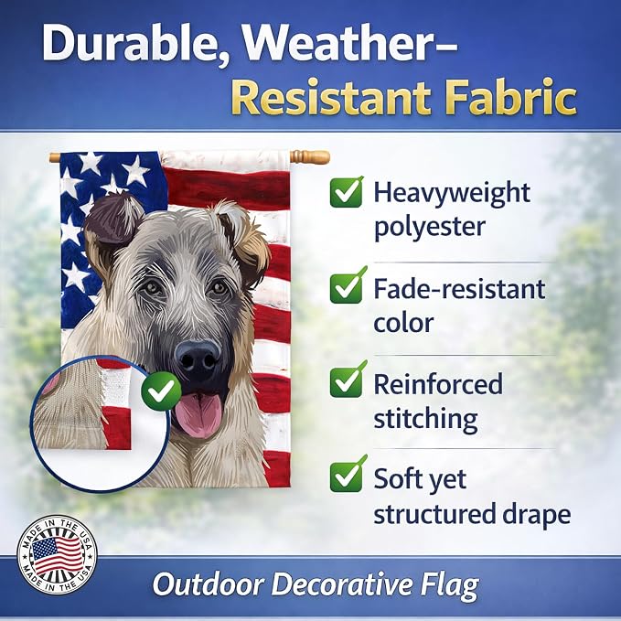 Caroline's Treasures CK6584CHF Kangal Dog American Flag House Flag Large Porch Sleeve Pole Decorative Outside Yard Banner Artwork Wall Hanging, Polyester, House Size, Multicolor