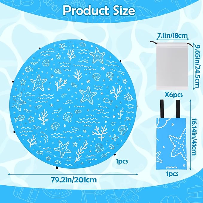 Mity rain Beach Pool Puddle, 6.6FT Pool with Sandbags & Carry Bag | Portable Beach Mat for Outdoor Summer Fun