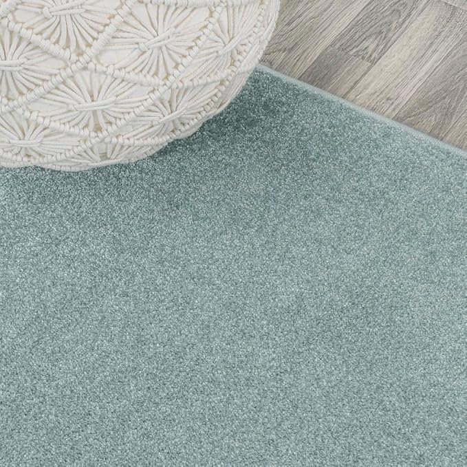 JONATHAN Y Haze Solid Low-Pile Aqua Blue 5' Round Indoor Area Rug, Coastal,Bohemian,Minimalist,Classic, Easy-Cleaning for Living Room,Bedroom,Kitchen,Pet Friendly,Non-Shedding (SEU100S-5R)