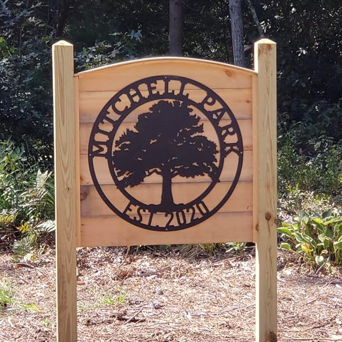 RealSteel Tree of Life Oak Tree, Custom Metal Signs for Outside, Est. Year Monogram, Personalized Metal Wall Decor, Last Name Sign, Family Name Sign, Dad Gift, Outdoor Garden Decor