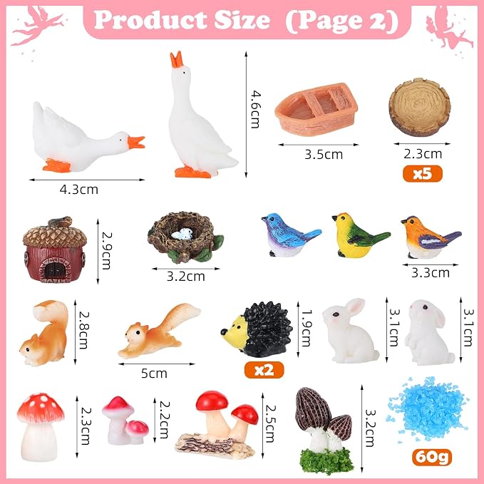 93 Pcs Fairy Garden House Resin Accessories Fairy Elves Kit Miniature Fairy Figurines Ornaments Animals Decor Outdoor for DIY Dollhouse
