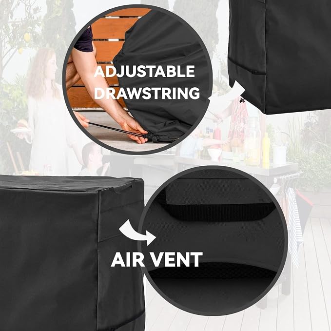 Outdoor Prep Table Cover Compatible with 60" Outdoor Utility Cart | Heavy Duty Waterproof Cover for Outdoor Stainless Steel Table and Storage Cabinet,Black