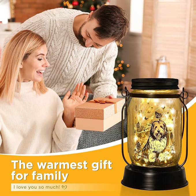 kyoryuger Old English Sheepdog Gifts for Women/Men, Pet Solar Lanterns Old English Sheepdog Lover Lantern Pet Loss Dog Memorial Lights Solar Garden Decoration for Yard,Patio,Torches Lights