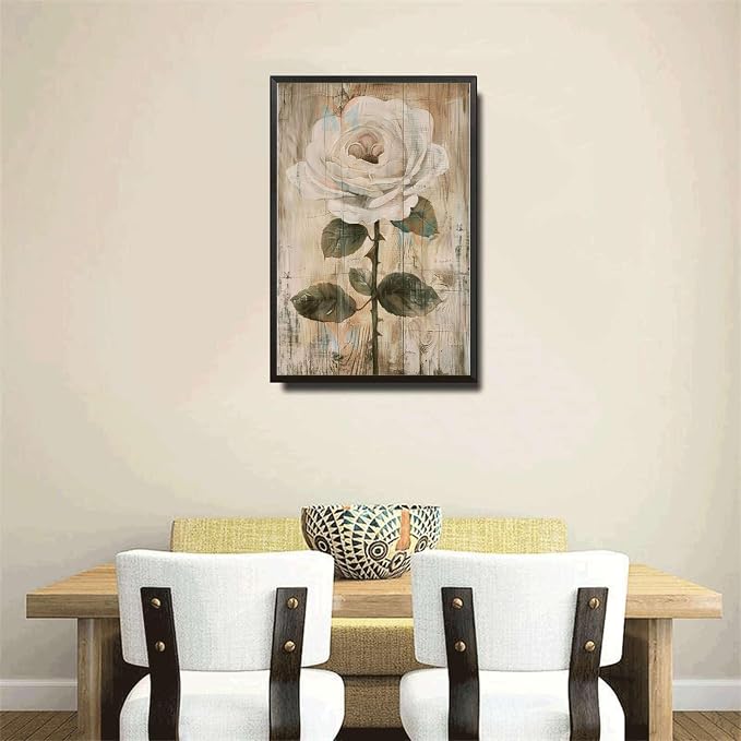 Metal Sign Tin Sign Vintage Antique Rose Wall Art Tin Sign for Vintage Aesthetics Distressed Wood Surfaces and Rustic Eleganc Bar Signs for Home Decor for Room 8×12 Inches with Metal Frame
