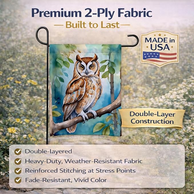 Caroline's Treasures Oriental Bay Owl Garden Flag Mailbox Flag Decorative Yard Flag Banner Outside Patio Artwork Yard Flower Beds, Garden Size, Multicolor