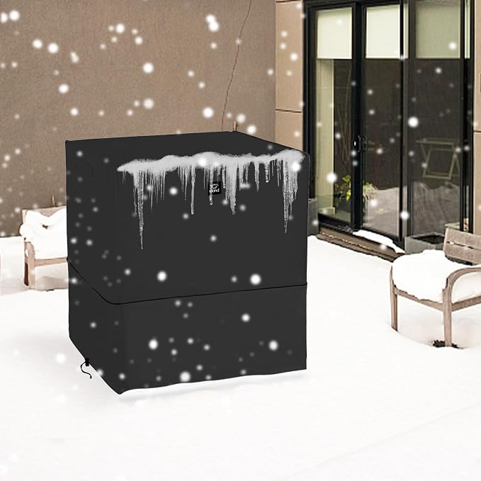 Air Conditioner Cover for Outside Units with Upgraded Fabric, Durable 600D AC Cover for Outdoor Air Conditioner, Fits up to 38W x 38D x 40H Inch Black