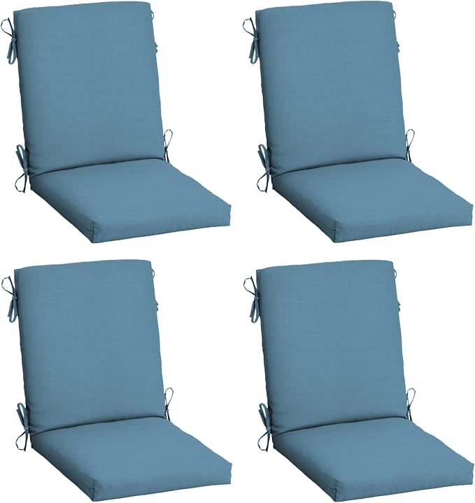 Arden 4-Pack Outdoor Patio Dining Chair Cushion, 20 x 44, Rain-Proof Seat Pad, Fade-Resistant Outdoor Cushion French Blue Texture