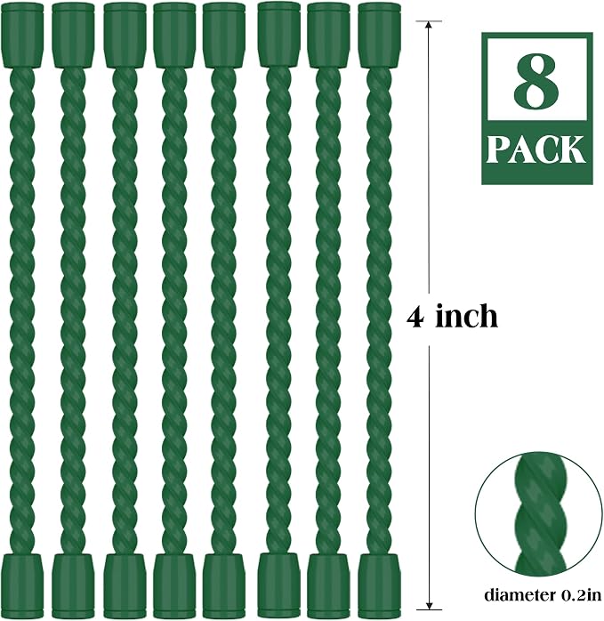 8PCS 4-Inch Silicone Cable Ties, Bendable Rubber Twist Ties, Reusable Twist Ties for Cords, gear ties for Organizing, Bundling (Pine green)