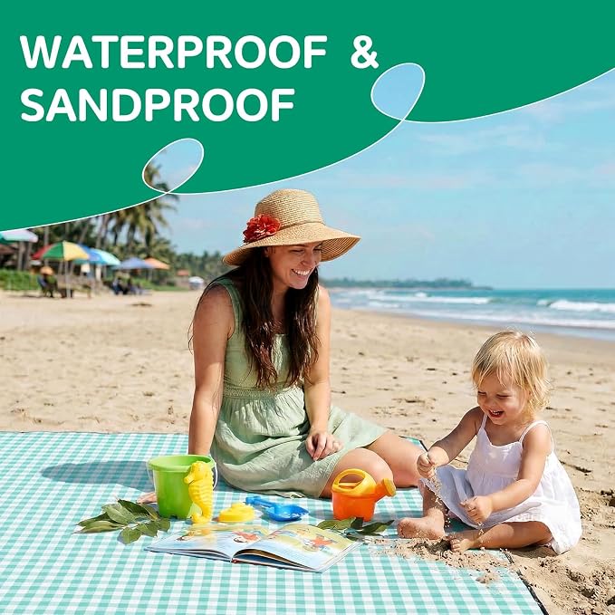 Waterproof Beach Blanket Picnic Mat Outdoor Dog Rug Foldable Oversized Extra Large Sandproof Sand Free Resistant Big XL Giant Towel Hawaii Family Essentials Supplies Summer Must Have Vacation Gift
