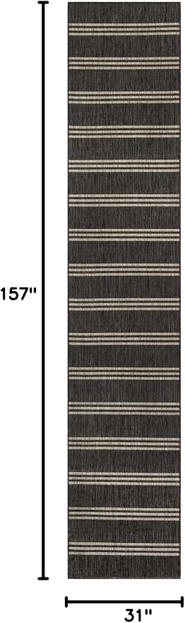 Jill Zarin Jill Zarin Outdoor Collection Area Rug - Anguilla (2' 7" x 13' 1" Runner Charcoal/Ivory)
