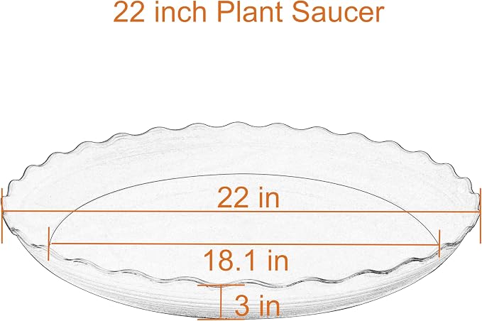 2 Pack Plant Saucer 22 inch, Heavy Duty Plastic Plant Saucers, Durable Plant Tray for Pots, Flower Saucers for Indoors, Plant Pot Saucers, Trays for Planter (White)