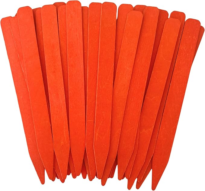 Natural Wood Plant Labels Or Garden Stakes - 10 Inches Tall - for Field and Garden Use - Eco-Friendly & Sustainable Plant Identification - Made in USA (25, Orange, 10 Inches)