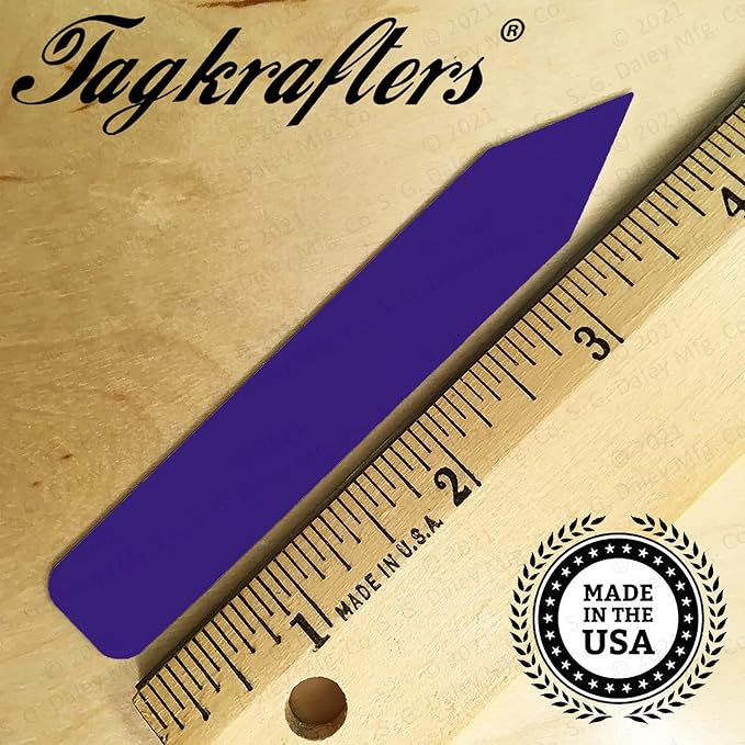 4" x 5/8" Dark Purple Premium Pot Stakes - 400 Pcs - Plastic Plant Tags and Labels - Nursery Garden Tree Labels Waterproof Writeable | Made in The USA |