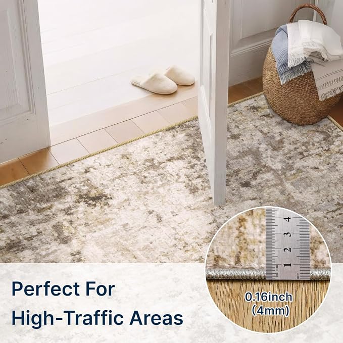 Washable 4'x6' Abstract Area Rug for Bedroom Living Room | Modern Carpet For Bedroom Kitchen Office Hallway Entryway Printed Pattern Home Decor Non-Slip Stain-Resistant Easy To Clean