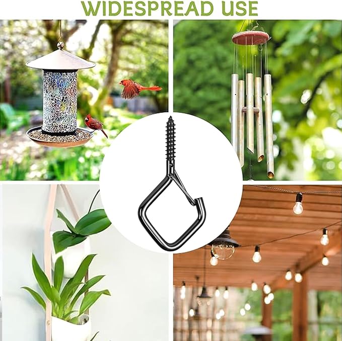 102 PCS Metal Black Eye Screw Hooks for Hanging Heavy Duty.Windproof Ceiling Hooks for Hanging Plants,Cup,Wind Chime,Bird Feeders,Christmas String Lights at Indoor&Outdoor 2.2 Inch