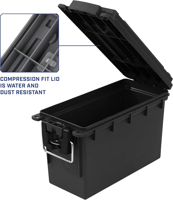 Sheffield Ammo Box Made in USA, Stackable Lockable Ammo Storage Box, Black | 4 Pack Lockable Storage Box, Water & Dust Resistant Dry Box, Secures Hunting Gear, Gun Accessories, Supplies, Bullets